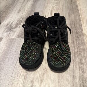 UGG Kids Black Boots with Colorful Logo